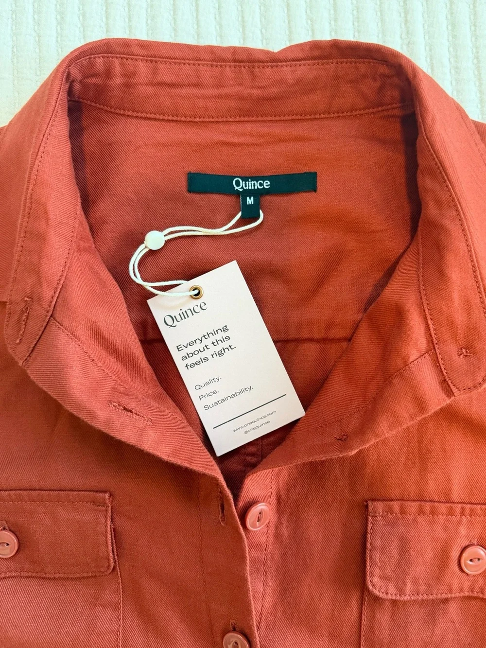 Quince Cotton Linen Twill Coverall Jumpsuit in Rust Red NWT